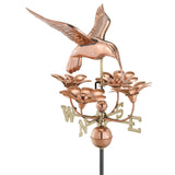 Girouette Good Directions Colibri avec fleurs en cuivre poli