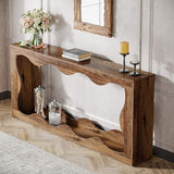 Table console de ferme Tribesigns 63 pouces avec rangement, table de canapé à placer derrière le canapé, longue table d'entrée, console étroite, meuble d'entrée pour salon, marron