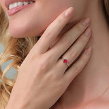 Bague de fiançailles Gem Stone King en argent sterling 925 et or jaune 10 carats avec pierre de naissance taille coussin de 6 mm | Bague de promesse pour anniversaire de mariage pour femme | Disponible en tailles 5, 6, 7, 8, 9