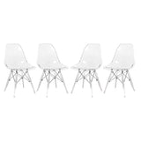 Chaise latérale moulée Dover avec base en acrylique, ensemble de 4 – Transparent