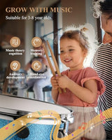 Batterie pour enfants Eastar 3 pièces pour débutants, ensemble de batterie de 14 pouces avec siège réglable, cymbale, pédale et deux paires de baguettes, batterie junior avec grosse caisse, tom et caisse claire, bleu ciel métallisé