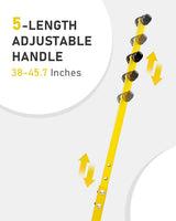 Pelle à neige avec roues Outvita, chasse-neige de 29 po de large et 18 po de long, angle et hauteur réglables, poignée rembourrée, outil de déneigement efficace pour allée ou trottoir (jaune)