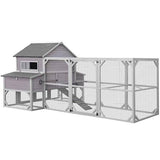 Poulailler spacieux Aivituvin pour 15 à 20 poules, nichoir à 3 sections, 370 cm, dimensions : 370 (L) x 175 (l) x 170 (H) cm, gris