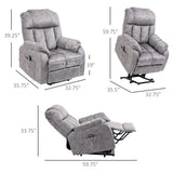 Fauteuil releveur électrique HOMCOM, fauteuil inclinable électrique pour personnes âgées, fauteuil de salon compact avec poche latérale et télécommande, gris
