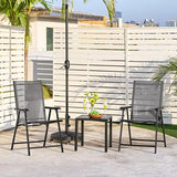 Yaheetech Lot de 4 chaises de salle à manger de patio avec accoudoirs, chaises pliantes d'extérieur avec cadre en métal et dossier pour pelouse, jardin, cour et bord de piscine, noir