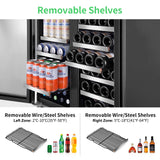 Cave à vin Tittla de 30 pouces, réfrigérateur pour vin et boissons à double zone, refroidisseur de vin sous comptoir ou autonome d'une capacité de 33 bouteilles et 80 canettes