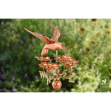 Girouette Good Directions Colibri avec fleurs en cuivre poli