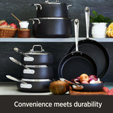 Sauteuse All-Clad E7853364 HA1 en aluminium anodisé dur antiadhésif, compatible lave-vaisselle, sans PFOA, 3,8 litres, noir