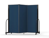 Séparateur de pièce standard avec cadre en métal, cloison de séparation pliante et portable pour écoles et bureaux, 2,29 m de haut x 2,62 m de large, bleu marine