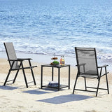 Yaheetech Lot de 4 chaises de salle à manger de patio avec accoudoirs, chaises pliantes d'extérieur avec cadre en métal et dossier pour pelouse, jardin, cour et bord de piscine, noir
