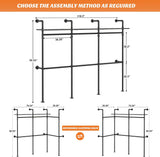 Portant à vêtements industriel Aheaplus, portant réversible de 202,4 cm pour suspendre les vêtements, penderie robuste avec lumières LED et étagères, système de dressing, noir