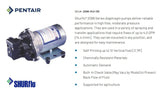 Pompe à membrane à demande automatique Shurflo 2088-343-135, 12 VCC, pressostat 45 PSI, 3,0 GPM avec clapets en Viton, membrane en Santoprène, auto-amorçante, 10 ampères (max), orifice 1/2-14 NPSM