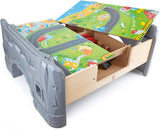 Table de train et circuit ferroviaire Hape E3766, 70 pièces, avec locomotive à piles, tapis de jeu amovible et rangement, pour enfants de 3 ans et plus
