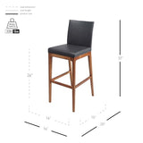 Tabouret de comptoir Devon en similicuir de New Pacific Direct, pieds brun noyer, gris antique, lot de 2
