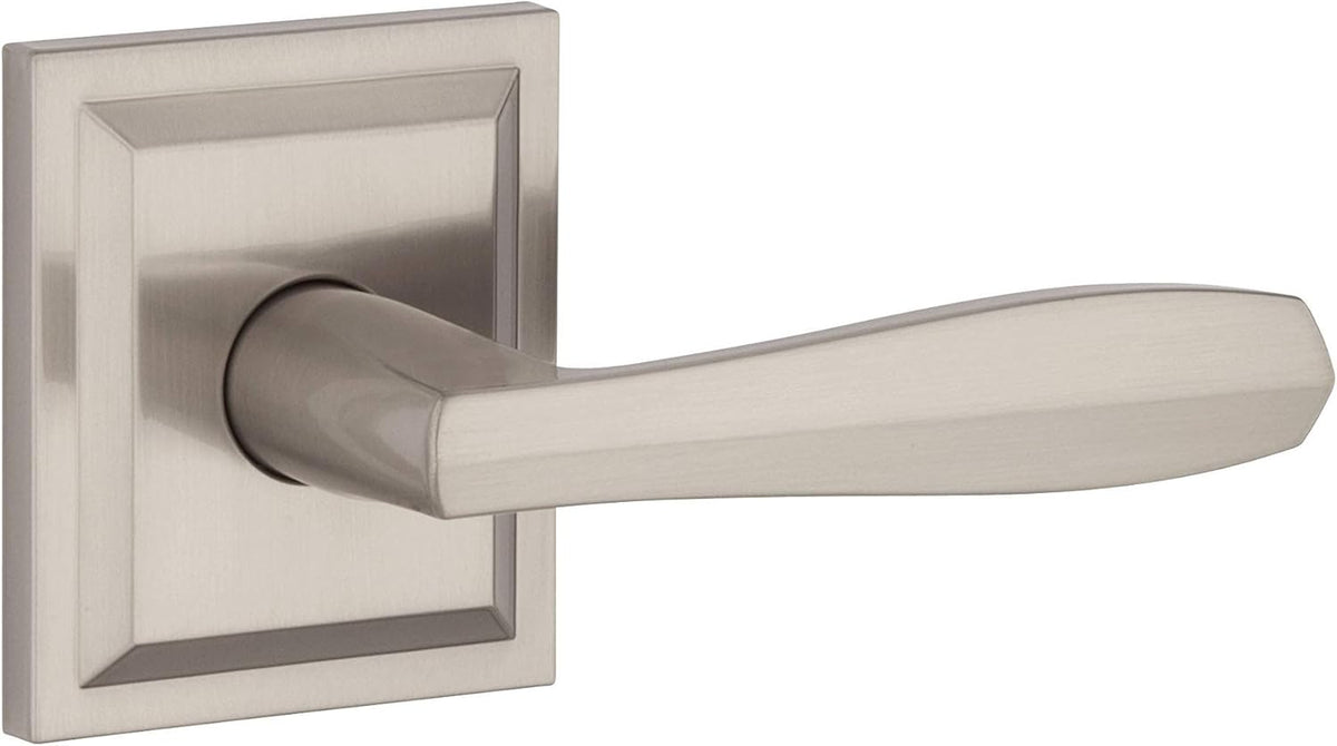 Baldwin 93530-011 Poignée de porte intimité Torrey Pines pour chambre ou salle de bain en nickel satiné, série Prestige au design moderne et contemporain pour portes intérieures, lot de 2