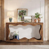 Table console de ferme Tribesigns 63 pouces avec rangement, table de canapé à placer derrière le canapé, longue table d'entrée, console étroite, meuble d'entrée pour salon, marron