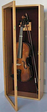 DisplayGifts Vitrine pour violon avec support et serrure (fini chêne)