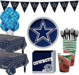 Fournitures de fête Dallas Cowboys de Party City pour 36 invités, incluant assiettes, serviettes, nappes et ballons