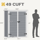 Abri de jardin extérieur en résine DWVO 1,5 x 0,9 m avec plancher, abri de rangement verrouillable et étanche avec fenêtre, rangement d'outils en plastique pour jardin, arrière-cour, terrasse, pelouse, gris