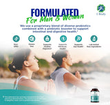 (2 flacons) 1 complément probiotique Body Probiotic 30 milliards d'UFC avec prébiotiques, 120 gélules végétaliennes résistantes à l'acidité pour favoriser la santé intestinale et soutenir le système immunitaire pour hommes et femmes