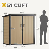 Abri de jardin extérieur en résine DWVO 1,5 x 0,9 m avec plancher, abri de rangement verrouillable et étanche avec fenêtre, rangement d'outils en plastique pour jardin, arrière-cour, terrasse, pelouse, gris