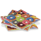 Lot de 4 dessous de verre carrés en céramique motif donuts, absorbants et résistants à la chaleur, protection de bureau avec base en liège pour cuisine, bar et décoration intérieure, 10 cm