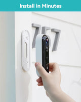 Sonnette vidéo sans fil WUUK 2K avec station de base et stockage local gratuit de 32 Go, sans frais mensuels, sonnette vidéo sur batterie, triple détection de mouvement, compatible avec Alexa et Google