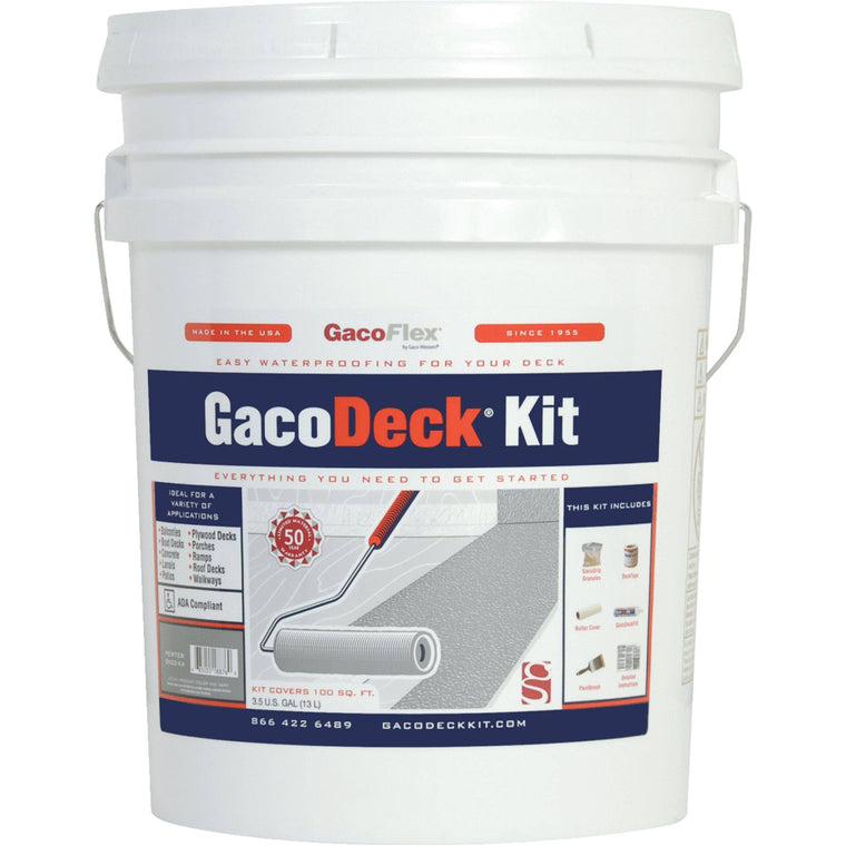 Revêtement de terrasse solide à base d'eau Gacodeck Gacoflex, couleur étain, 3,5 gallons.