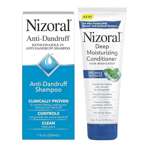 Shampoing antipelliculaire Nizoral, 207 ml + Après-shampoing hydratant intense, 278 ml, lot de 2