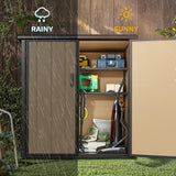 Abri de jardin extérieur en résine DWVO 1,5 x 0,9 m avec plancher, abri de rangement verrouillable et étanche avec fenêtre, rangement d'outils en plastique pour jardin, arrière-cour, terrasse, pelouse, gris