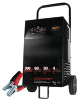 Chargeur de batterie sur roues et démarreur de moteur électrique, 2 en 1, commande par minuterie manuelle, 300 ampères de démarrage, 6 volts, 12 volts, pour batteries de voiture, VUS, camion et marine