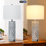 Lampe de table Brightever pour salon – Lot de 2 lampes tactiles avec double port de charge USB, lampes de ferme à 3 niveaux d'intensité pour tables de chevet, lampe de chevet rustique pour tables d'appoint, 2 ampoules LED A19 incluses