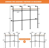 Portant à vêtements industriel Aheaplus, portant réversible de 202,4 cm pour suspendre les vêtements, penderie robuste avec lumières LED et étagères, système de dressing, noir