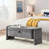 Banc de rangement pour chambre à coucher mikibama Teddy, bout de lit, pouf ottoman de 98,8 cm avec rangement, tissu sherpa, banc d'entrée avec pieds en métal doré