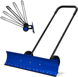 Pelle à neige avec roues Outvita, chasse-neige de 29 po de large et 18 po de long, angle et hauteur réglables, poignée rembourrée, outil de déneigement efficace pour allée ou trottoir (jaune)