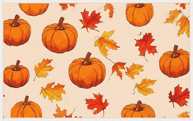 Paillasson d'entrée lavable aux couleurs vives, motif automne, 50 x 80 cm – Tapis d'entrée adorable à motifs de citrouilles, multifonctionnel et polyvalent – Pour jardin, garage, cour et décoration intérieure