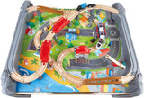 Table de train et circuit ferroviaire Hape E3766, 70 pièces, avec locomotive à piles, tapis de jeu amovible et rangement, pour enfants de 3 ans et plus