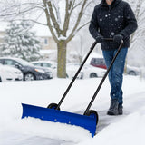 Pelle à neige avec roues Outvita, chasse-neige de 29 po de large et 18 po de long, angle et hauteur réglables, poignée rembourrée, outil de déneigement efficace pour allée ou trottoir (jaune)