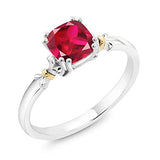 Bague de fiançailles Gem Stone King en argent sterling 925 et or jaune 10 carats avec pierre de naissance taille coussin de 6 mm | Bague de promesse pour anniversaire de mariage pour femme | Disponible en tailles 5, 6, 7, 8, 9