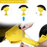 Pelle à neige avec roues Outvita, chasse-neige de 29 po de large et 18 po de long, angle et hauteur réglables, poignée rembourrée, outil de déneigement efficace pour allée ou trottoir (jaune)
