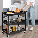 Chariot utilitaire à 3 niveaux Goplus, chariot de service commercial robuste avec roues verrouillables, capacité de charge de 150 kg, poignée ergonomique, chariot de rangement à outils mobile pour entrepôt et garage, noir