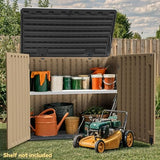 Abri de jardin extérieur en résine DWVO 1,5 x 0,9 m avec plancher, abri de rangement verrouillable et étanche avec fenêtre, rangement d'outils en plastique pour jardin, arrière-cour, terrasse, pelouse, gris