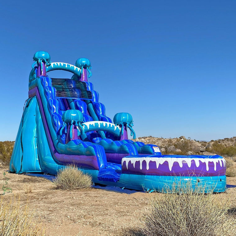 Toboggan aquatique gonflable commercial électrique JumpOrange avec bassin de réception | pour adultes et enfants | Inclut soufflerie, piquets et sac de rangement | 19 pieds de haut x 36 pieds de long x 15 pieds de large