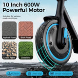 Trottinette électrique pour adultes, vitesse maximale de 30/40 km/h, autonomie de 34/40/56 km, moteur 350/500/600 W avec contrôle par application, pneus gonflables de 8,5/10 pouces, trottinette pliable avec contrôle par application, certifiée UL 2272