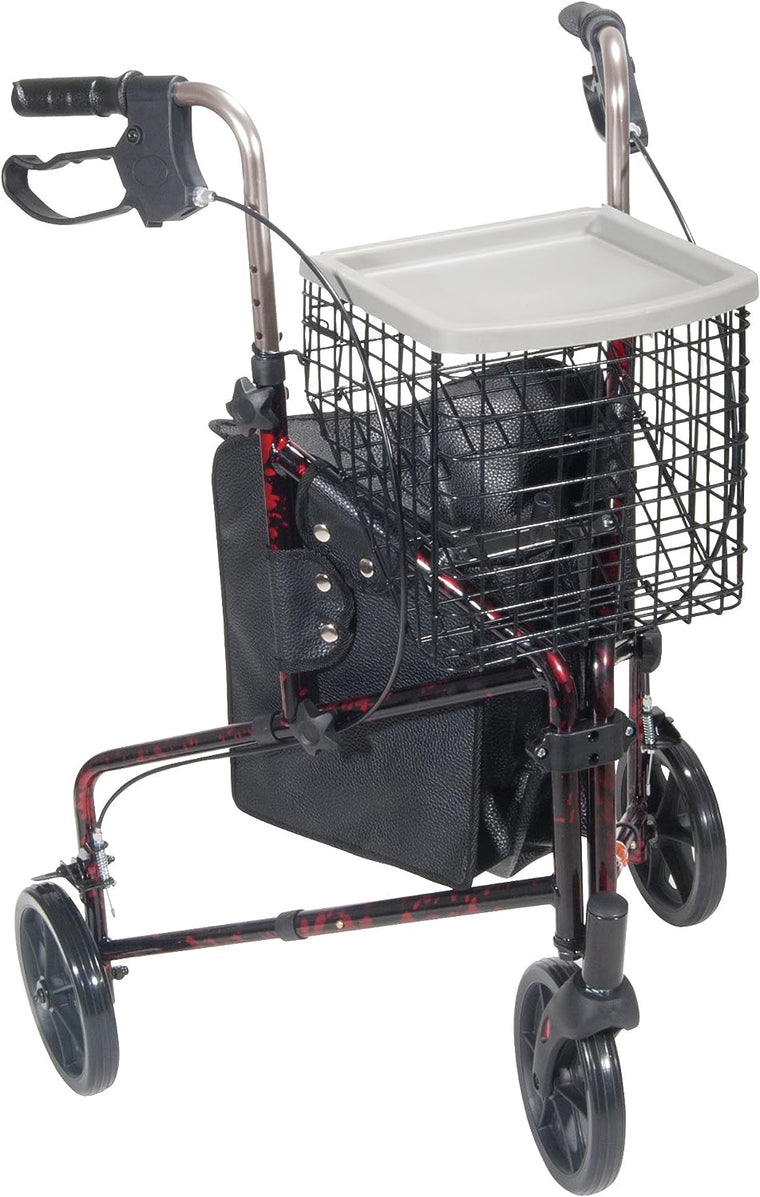 Déambulateur pliant de luxe Drive Medical 10289RD, noir/rouge