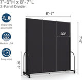 Séparateur de pièce standard avec cadre en métal, cloison de séparation pliante et portable pour écoles et bureaux, 2,29 m de haut x 2,62 m de large, bleu marine