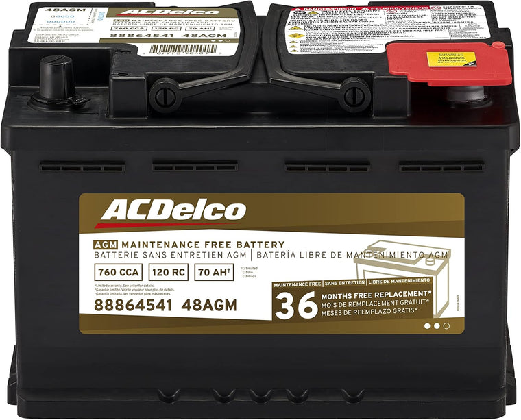 Batterie AGM ACDelco Gold 48AGM, groupe BCI 48, garantie 36 mois, noir