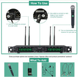 Système de microphone sans fil, ensemble de micros sans fil UHF à 8 canaux Phenyx Pro avec huit micros à main, fréquence fixe, construction entièrement métallique, longue portée de 80 mètres, idéal pour karaoké, église, événements (PTU-4000A)