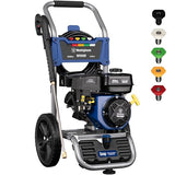 Nettoyeur haute pression à essence Westinghouse WPX3400, 3400 PSI et 2,6 GPM max, réservoir à savon intégré, pistolet et lance, ensemble de 5 buses, pour voitures/clôtures/allées/maisons/patios/meubles