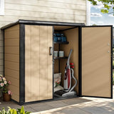 Abri de jardin extérieur en résine DWVO 1,5 x 0,9 m avec plancher, abri de rangement verrouillable et étanche avec fenêtre, rangement d'outils en plastique pour jardin, arrière-cour, terrasse, pelouse, gris